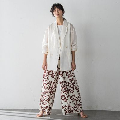 リネンダブルブレストジャケット≪手洗い可能≫