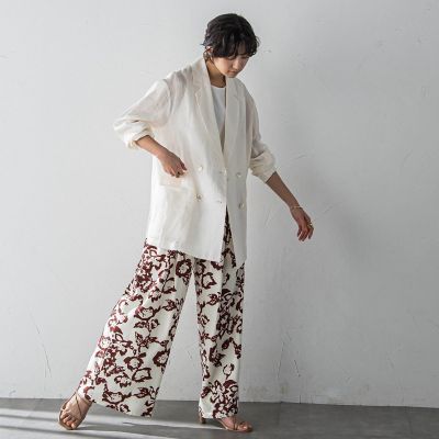 リネンダブルブレストジャケット≪手洗い可能≫