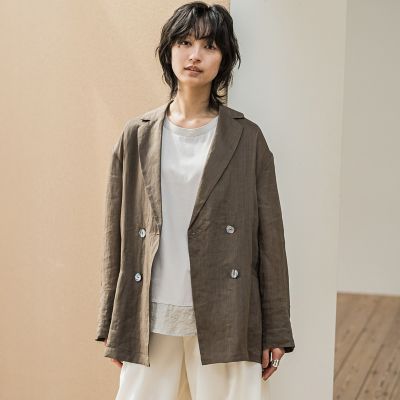 MAYSON GREY（Women）/メイソングレイ リネンダブルブレストジャケット≪手洗い可能≫