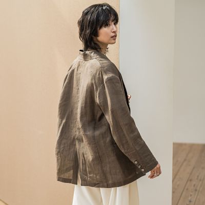 リネンダブルブレストジャケット≪手洗い可能≫