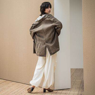 リネンダブルブレストジャケット≪手洗い可能≫