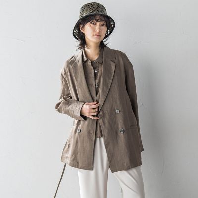 リネンダブルブレストジャケット≪手洗い可能≫