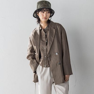 リネンダブルブレストジャケット≪手洗い可能≫