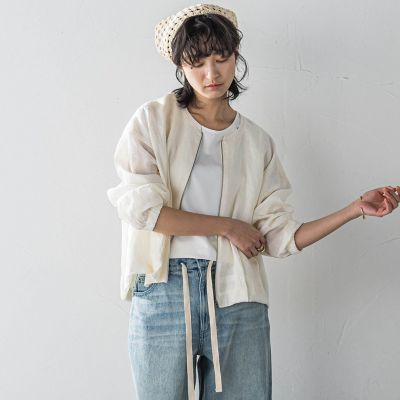 リネンシアータックブルゾン≪手洗い可能≫