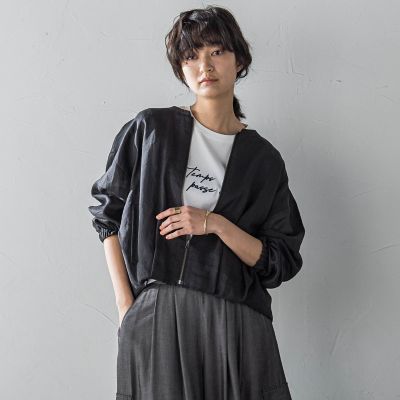 リネンシアータックブルゾン≪手洗い可能≫