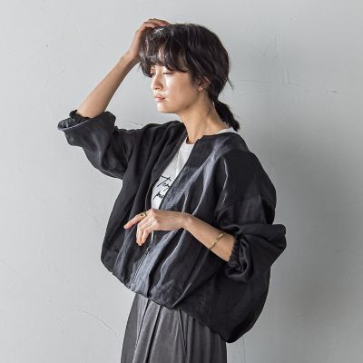 リネンシアータックブルゾン≪手洗い可能≫