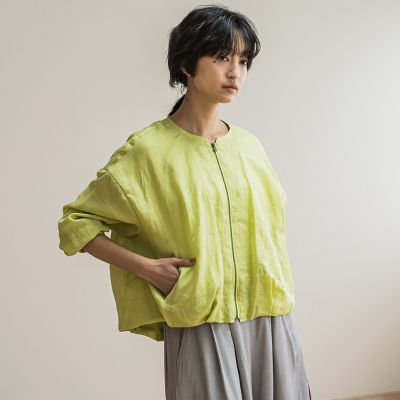 リネンシアータックブルゾン≪手洗い可能≫