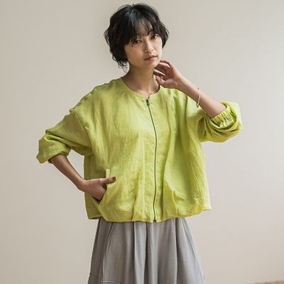 リネンシアータックブルゾン≪手洗い可能≫