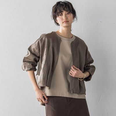 リネンシアータックブルゾン≪手洗い可能≫
