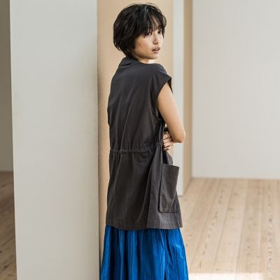 コットンリネンワークジレ≪手洗い可能≫
