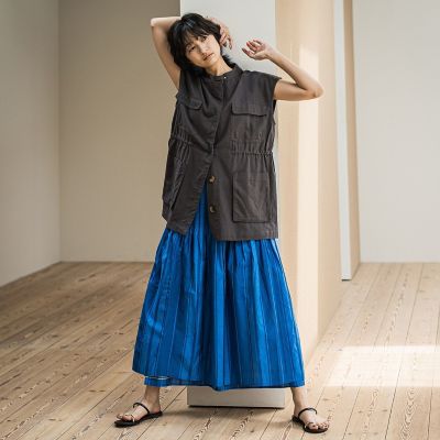 コットンリネンワークジレ≪手洗い可能≫