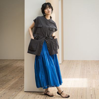 コットンリネンワークジレ≪手洗い可能≫