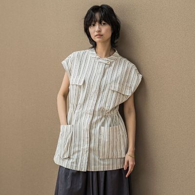 コットンリネンワークジレ≪手洗い可能≫