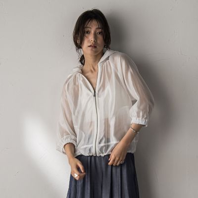 MAYSON GREY（Women）/メイソングレイ オーガンジーフーディブルゾン≪手洗い可能≫