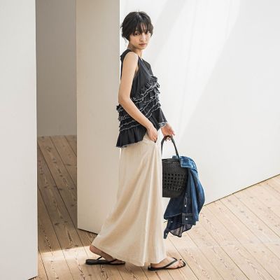 レイヤードフリルデニムベスト≪洗濯機で洗える≫