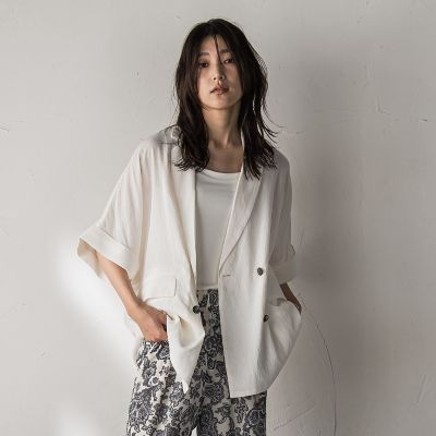 ＜MAYSON GREY（Women）＞ダブルブレスト半袖ジャケット≪手洗い可能≫