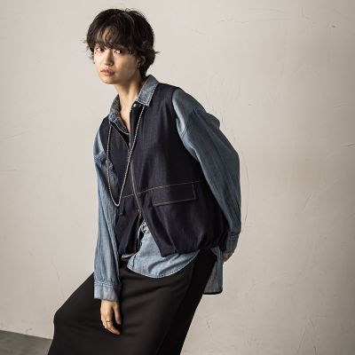 MAYSON GREY ダブルブレストベスト≪洗濯機で洗える≫ （ネイビー）専用 メイソングレイ MAYSON GREY ダブルブレストベスト≪洗濯機で