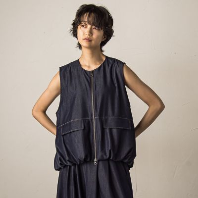 バルーンヘムジップベスト≪洗濯機で洗える／セットアップ対応