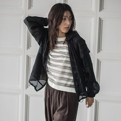 【SALE】MAYSON GREY（Women）/メイソングレイ シアーオーガンジー長袖フードブルゾン&#8810;手洗い可能&#8811; 04ブラック コート・ジャケット【三越伊勢丹/公式】