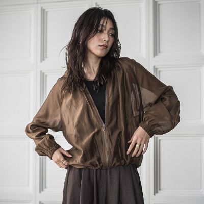 （美品）NOBLEオーガンジーブルゾン　 シアージャケット フード付き 美品）NOBLEオーガンジーブルゾン シアージャケット フード付き