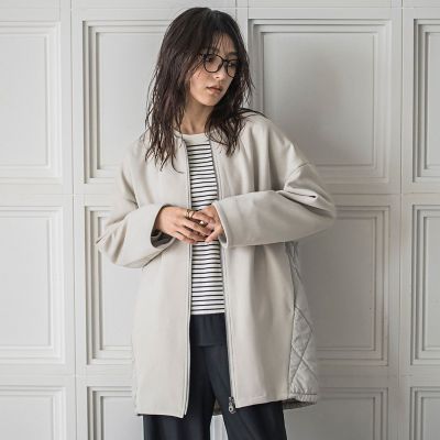 MAYSON GREY（Women）/メイソングレイ ダンボール×キルティングロングノーカラーブルゾン 12ベージュ コート・ジャケット【三越伊勢丹/公式】