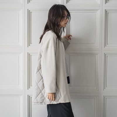 ダンボール×キルティングロングノーカラーブルゾン | MAYSON GREY