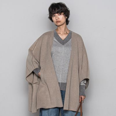 MAYSON GREY（Women）/メイソングレイ ニット両面パイルノーカラーポンチョ 12ベージュ アウター【三越伊勢丹/公式】