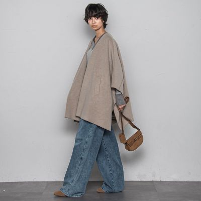 ニット両面パイルノーカラーポンチョ | MAYSON GREY（Women）/メイソン