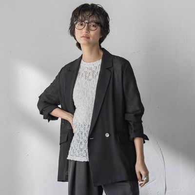 テーラードジャケット グレー メッシュダブルブレストジャケット ヴィンテージメッシュダブルブレストジャケット | MAYSON GREY (Women
