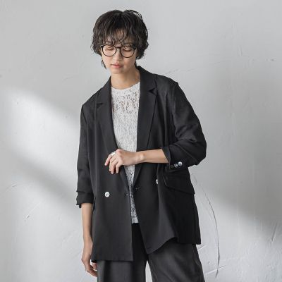 テーラードジャケット グレー メッシュダブルブレストジャケット ヴィンテージメッシュダブルブレストジャケット | MAYSON GREY (Women
