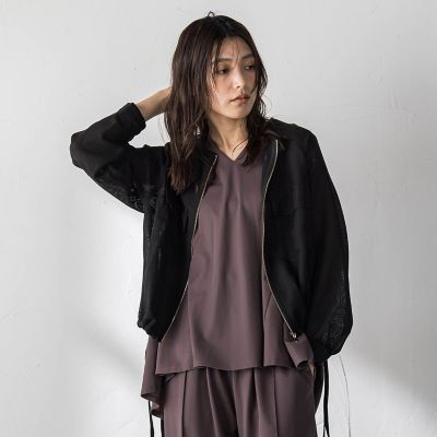 メッシュジャカードノーカラーブルゾン | MAYSON GREY (Women