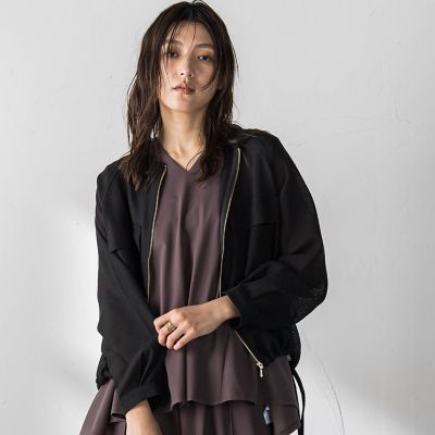 メッシュジャカードノーカラーブルゾン | MAYSON GREY (Women 