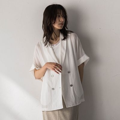 強撚気流ダブルブレスト半袖ジャケット | MAYSON GREY (Women
