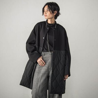 ダンボール×キルティングロングノーカラーブルゾン | MAYSON GREY