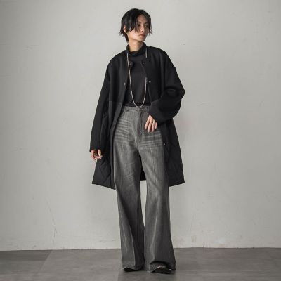 ダンボール×キルティングロングノーカラーブルゾン | MAYSON GREY