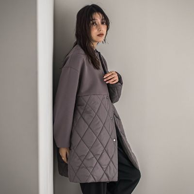 ダンボール×キルティングロングノーカラーブルゾン | MAYSON GREY