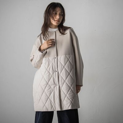 ダンボール×キルティングロングノーカラーブルゾン | MAYSON GREY