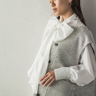 ボリュームボウタイブラウス≪洗濯機で洗える≫