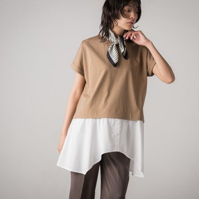 【美品】M'S GRACY ドッキング ニット　リボン　ボウタイ　白シャツ　М MAJESTIC LEGON ニット セーター リボンタイセットシャツ