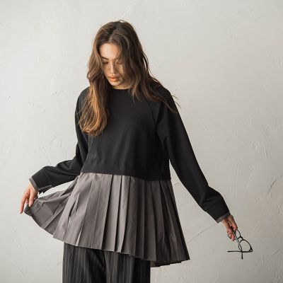 MAYSON GREY / メイソングレイ プリーツドッキングプルオーバー≪洗濯機で洗える≫ メイソングレイ MAYSON GREY バックプリーツドッキングプル