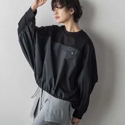 ＜MAYSON GREY（Women）＞異素材ドッキングドルマンプルオーバー≪洗濯機で洗える≫