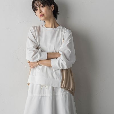 ＜MAYSON GREY（Women）＞ギャザースリーブシャンブレードッキングプルオーバー≪洗濯機で洗える≫