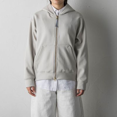 MONCLER ダブルジップ パーカー エンボスロゴ ライトグレー M