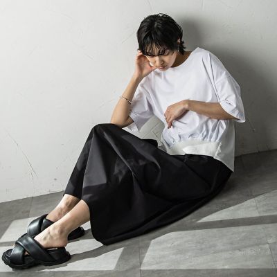 裾リブ前後異素材プルオーバー≪手洗い可能≫