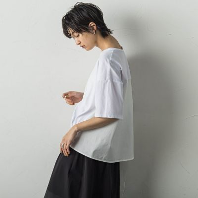 裾リブ前後異素材プルオーバー≪手洗い可能≫