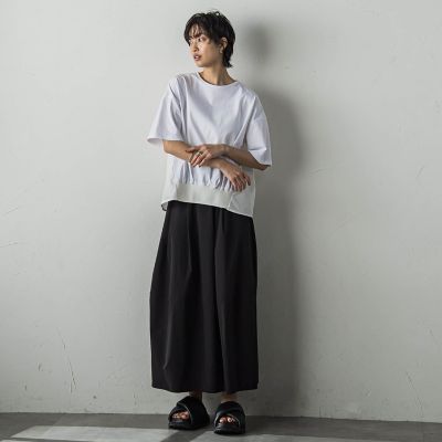 裾リブ前後異素材プルオーバー≪手洗い可能≫