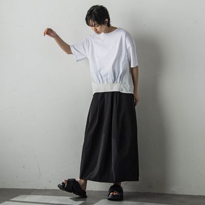 裾リブ前後異素材プルオーバー≪手洗い可能≫