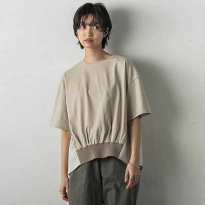 ＜MAYSON GREY（Women）＞裾リブ前後異素材プルオーバー≪手洗い可能≫