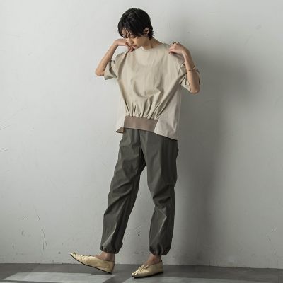 裾リブ前後異素材プルオーバー≪手洗い可能≫