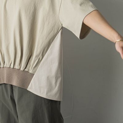 裾リブ前後異素材プルオーバー≪手洗い可能≫